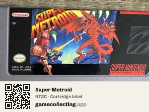 Super Metroid Super Nintendo Entertainment System, NTSC cartridge label