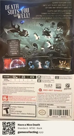 Have a Nice Death Nintendo Switch, NTSC box back