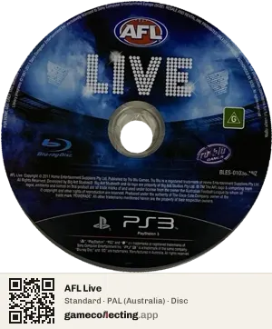 AFL Live PlayStation 3, PAL disc