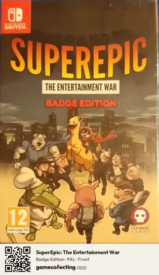 SuperEpic: The Entertainment War Nintendo Switch, PAL box front