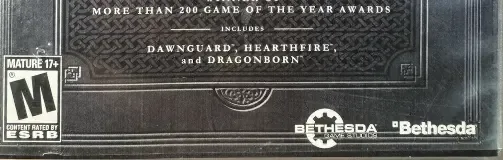 The Elder Scrolls V: Skyrim, the ESRB box on its front