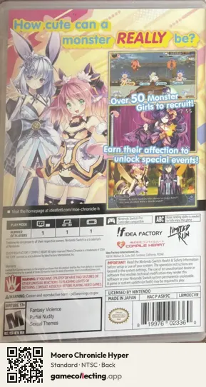 Moero Chronicle Hyper Nintendo Switch, NTSC box back