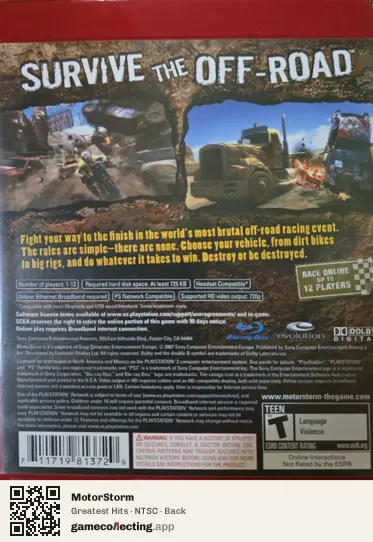MotorStorm PlayStation 3, NTSC box back