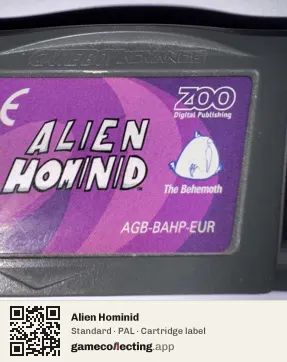 Alien Hominid Game Boy Advance, PAL cartridge label