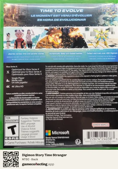 Digimon Story Time Stranger Xbox Series X, NTSC box back