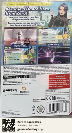 Zero to Dance Hero Nintendo Switch, PAL box back