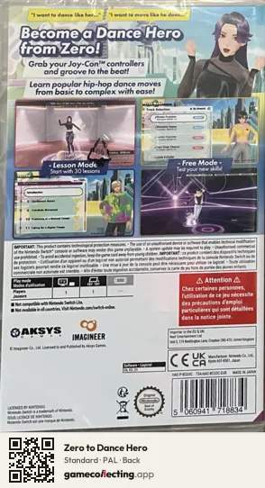 Zero to Dance Hero Nintendo Switch, PAL box back