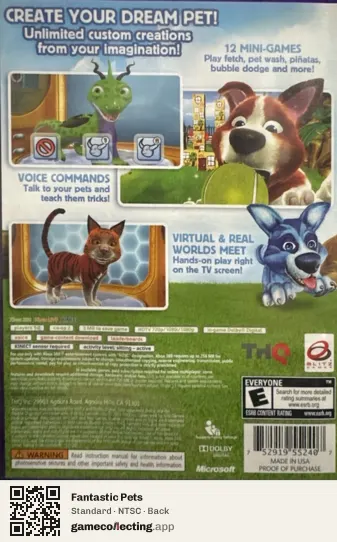 Fantastic Pets Xbox 360, NTSC box back