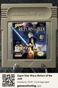 Super Star Wars: Return of the Jedi Game Boy, NTSC cartridge label