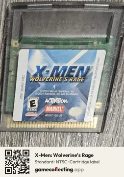 X-Men: Wolverine's Rage Game Boy Color, NTSC cartridge label
