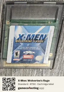 X-Men: Wolverine's Rage Game Boy Color, NTSC cartridge label
