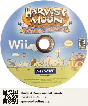 Harvest Moon: Animal Parade Nintendo Wii, NTSC disc