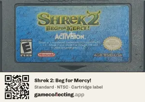 Shrek 2: Beg for Mercy! Game Boy Advance, NTSC cartridge label
