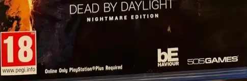 Dead by Daylight, the PEGI square on its front