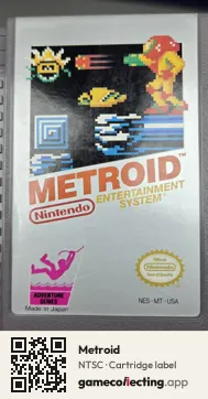 Metroid Nintendo Entertainment System, NTSC cartridge label