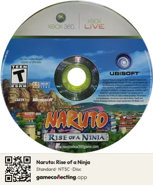 Naruto: Rise of a Ninja Xbox 360, NTSC disc