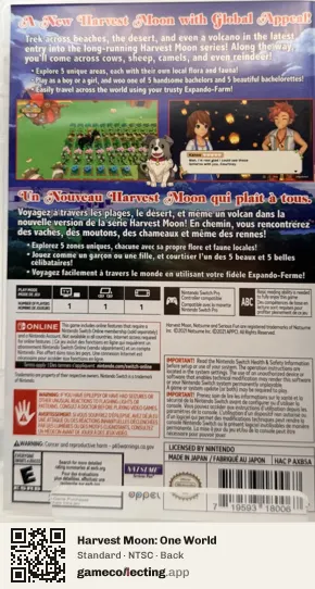 Harvest Moon: One World Nintendo Switch, NTSC box back