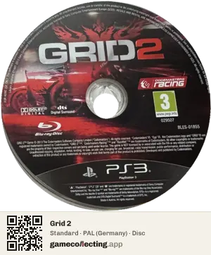 Grid 2 PlayStation 3, PAL disc