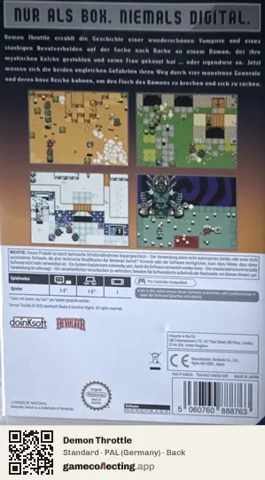 Demon Throttle Nintendo Switch, Germany box back