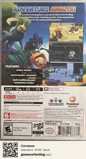 Coromon Nintendo Switch, NTSC box back