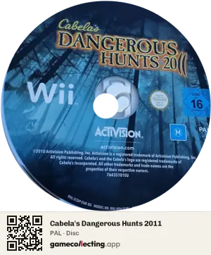 Cabela's Dangerous Hunts 2011 Nintendo Wii, PAL disc
