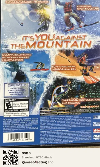 SSX 3 PlayStation 2, NTSC box back