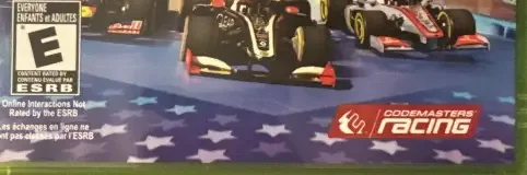 F1 Race Stars, the ESRB box on its front