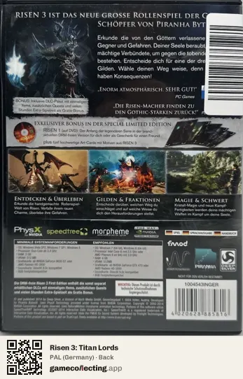 Risen 3: Titan Lords Computer, Germany box back