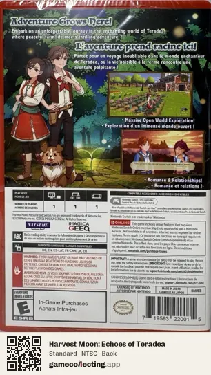 Harvest Moon: Echoes of Teradea Nintendo Switch 2, NTSC box back