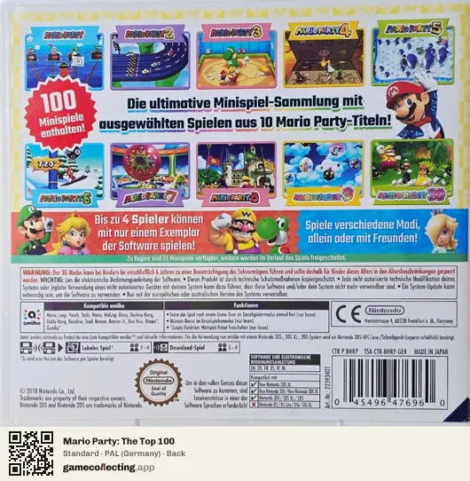 Mario Party: The Top 100 Nintendo 3DS, Germany box back
