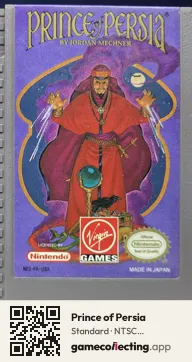 Prince of Persia Nintendo Entertainment System, NTSC cartridge label