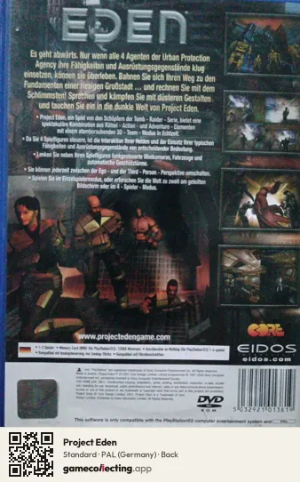 Project Eden PlayStation 2, Germany box back