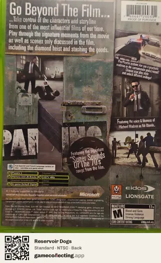 Reservoir Dogs Xbox, NTSC box back