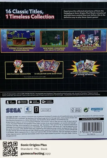 Sonic Origins Plus PlayStation 5, PAL box back