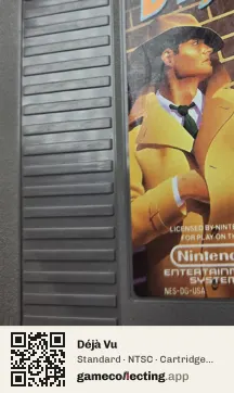 Déjà Vu Nintendo Entertainment System, NTSC cartridge label