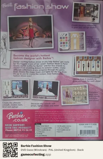 Barbie Fashion Show Computer, United Kingdom box back