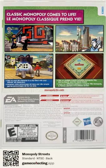 Monopoly Streets Nintendo Wii, NTSC box back
