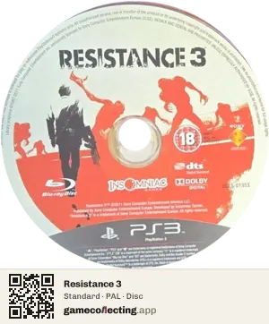 Resistance 3 PlayStation 3, PAL disc