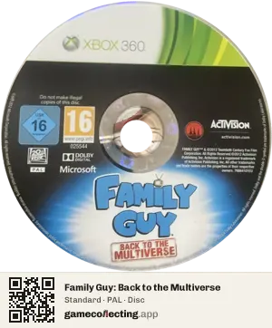 Family Guy: Back to the Multiverse Xbox 360, PAL disc