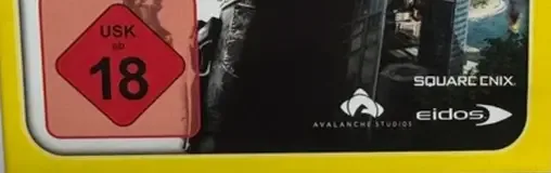 Just Cause 2, the USK square on its front