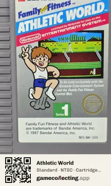 Athletic World Nintendo Entertainment System, NTSC cartridge label