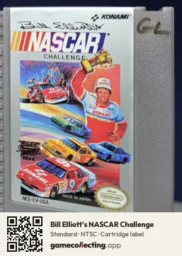 Bill Elliott's NASCAR Challenge Nintendo Entertainment System, NTSC cartridge label