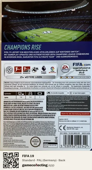 FIFA 19 Nintendo Switch, Germany box back