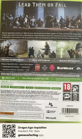 Dragon Age: Inquisition Xbox 360, PAL box back