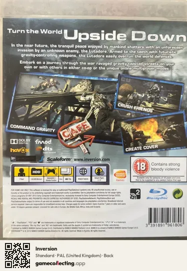 Inversion PlayStation 3, United Kingdom box back