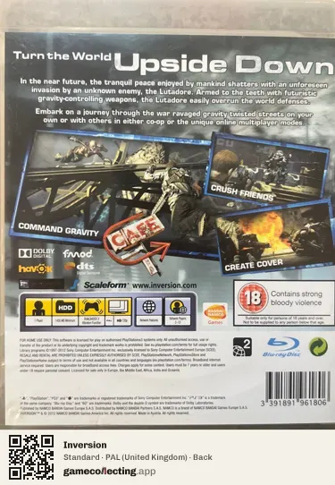 Inversion PlayStation 3, United Kingdom box back