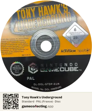 Tony Hawk's Underground Nintendo GameCube, PAL disc
