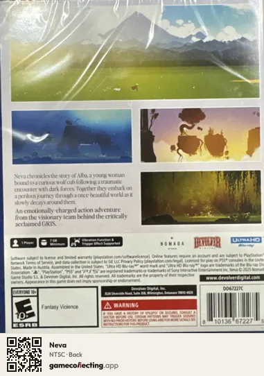 Neva PlayStation 5, NTSC box back