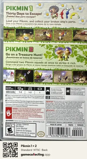 Pikmin 1 + 2 Nintendo Switch, NTSC box back