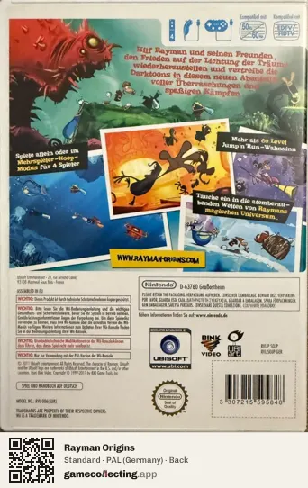 Rayman Origins Nintendo Wii, Germany box back